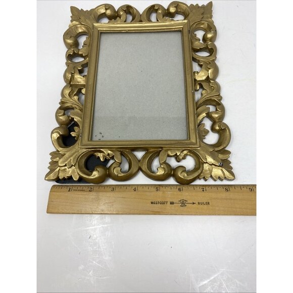 Ornate Heavy Hollywood Regency Style Gold Tone Picture Frame 6.5” X 4.5” Photo - Picture 8 of 10